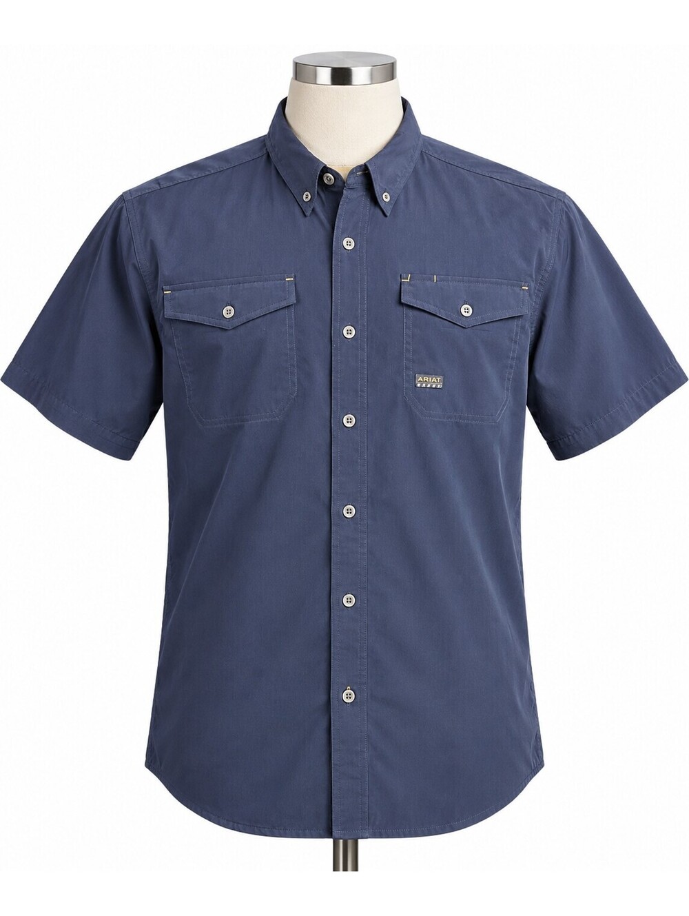 Ariat Rebar Men's Navy Short Sleeve Button-Up Work Shirt M